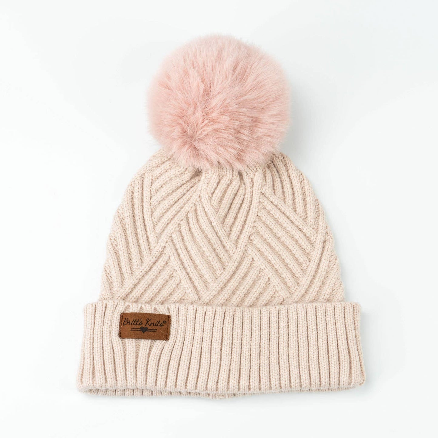 Britt's Knits Super Poof Pom Hat Open Stock: Grey
