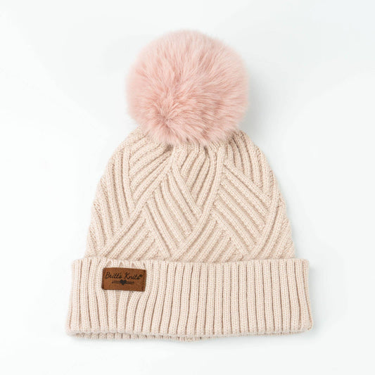 Britt's Knits Super Poof Pom Hat Open Stock: Pink