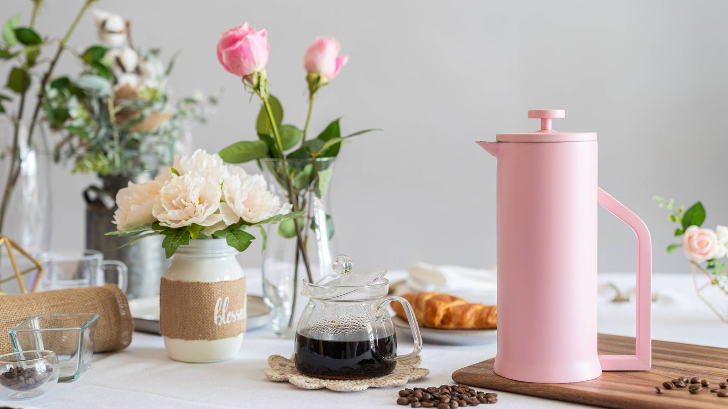 French Press Coffee Maker Double Wall Stainless Steel 1L: Black